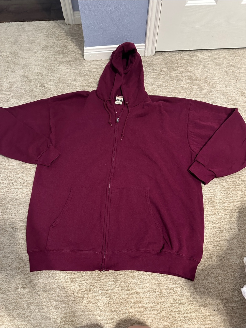 Vintage Cheetah Brand Classic Zip-Up Hoodie in Burgundy- Size XL